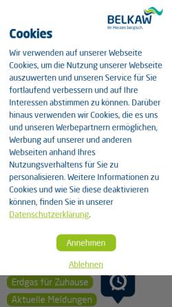 Vorschau der mobilen Webseite www.belkaw.de, BELKAW Bergische Licht-, Kraft- und Wasserwerke GmbH