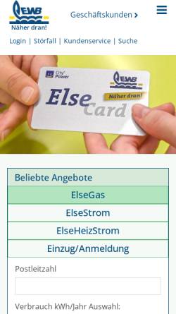 Vorschau der mobilen Webseite www.ewb.aov.de, Energie- und Wasserversorgung Bünde GmbH