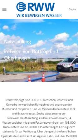 Vorschau der mobilen Webseite www.rww.de, Rheinisch-Westfälische Wasserwerksgesellschaft mbH (RWW)