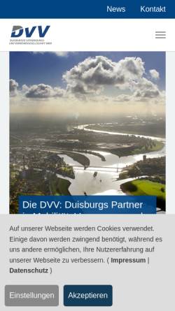 Vorschau der mobilen Webseite www.dvv.de, Stadtwerke Duisburg AG