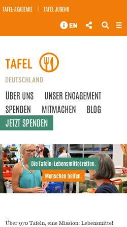Vorschau der mobilen Webseite www.tafel.de, Bundesverband Deutsche Tafel e.V.
