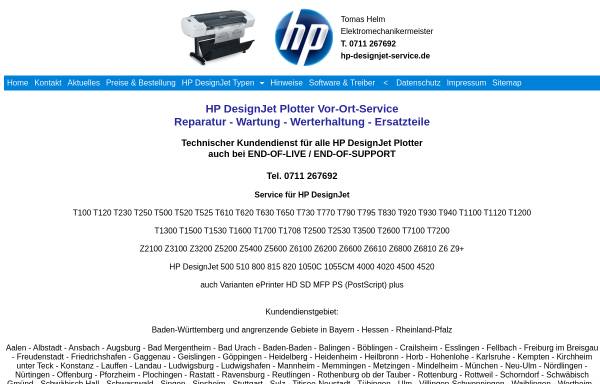Vorschau von www.hp-designjet-service.de, HP DesignJet Service - Tomas Helm