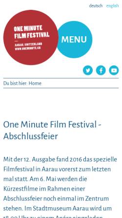 Vorschau der mobilen Webseite www.oneminute.ch, Film & Videofestival One Minute