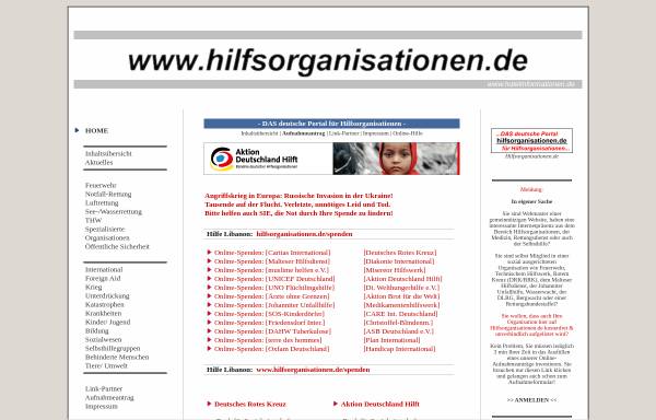 Vorschau von www.hilfsorganisationen.de, Portal für Hilfsorganisationen