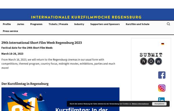 Vorschau von www.kurzfilmwoche.de, Regensburger Kurzfilmwoche