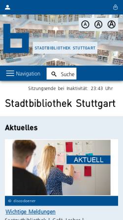 Vorschau der mobilen Webseite www.stuttgart.de, Stadtbücherei Stuttgart