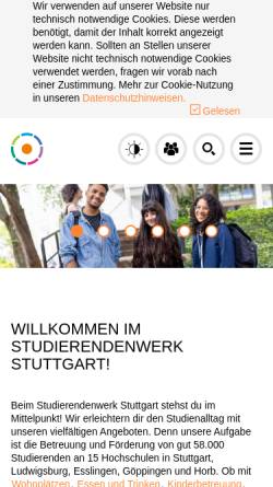 Vorschau der mobilen Webseite www.sw-stuttgart.de, Studentenwerk Stuttgart