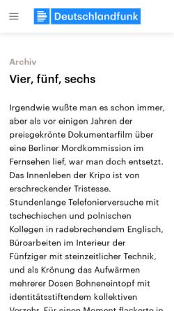 Vorschau der mobilen Webseite www.deutschlandfunk.de, Pieke Biermann: Vier, fünf, sechs