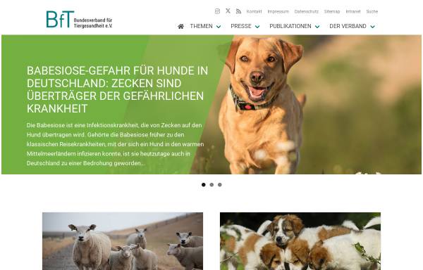 Vorschau von www.bft-online.de, Bundesverband für Tiergesundheit (BfT)