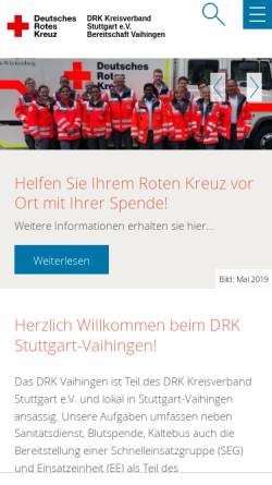Vorschau der mobilen Webseite www.drk-vaihingen.de, DRK Stuttgart-Vaihingen