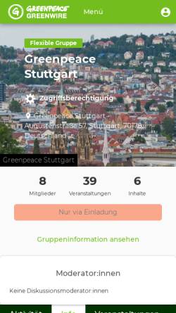 Vorschau der mobilen Webseite www.stuttgart.greenpeace.de, Greenpeace-Gruppe Stuttgart