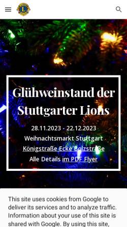 Vorschau der mobilen Webseite www.lions-weihnachtsmarkt.de, Weihnachtsmarkt der Stuttgarter Lions und Leo Clubs