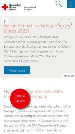 Vorschau der mobilen Webseite www.drk-stuttgart.de, DRK Stuttgart