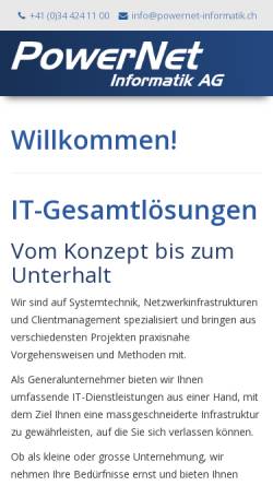 Vorschau der mobilen Webseite www.powernet-informatik.ch, PowerNet Informatik AG