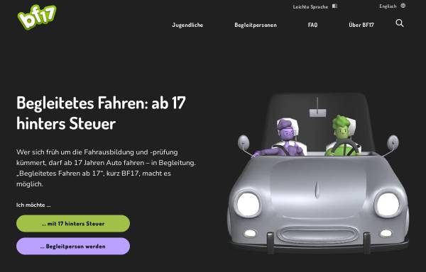 Vorschau von www.begleitetes-fahren.de, Begleitetes Fahren - Modellprojekt zum Führerschein ab 17