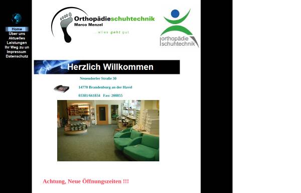 Vorschau von www.menzel-brb.de, Orthopädieschuhtechnik Menzel