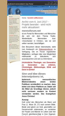 Vorschau der mobilen Webseite www.mennoforum.net, Täuferisch-Mennonitisches Forum