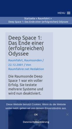 Vorschau der mobilen Webseite www.raumfahrer.net, Deep Space 1