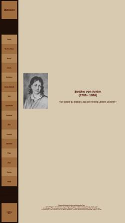 Vorschau der mobilen Webseite www.dichterinnen.de, Bettina von Arnim, Biographie