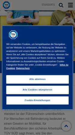 Vorschau der mobilen Webseite www.tuev-sued.de, TÜV Süd AG