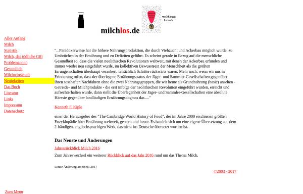 Vorschau von www.milchlos.de, Die kritische Seite zur Milch