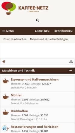 Vorschau der mobilen Webseite www.kaffee-netz.de, Kaffee-Netz - Heiko Buhr