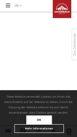 Vorschau der mobilen Webseite www.unterbaech.ch, Unterbäch Tourismus