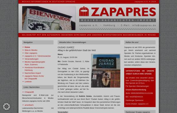 Vorschau von www.zapapres.de, Zapapres Nachrichtenimport