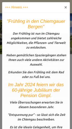 Vorschau der mobilen Webseite www.gimpl-pension.de, Ferienhaus Gimpl