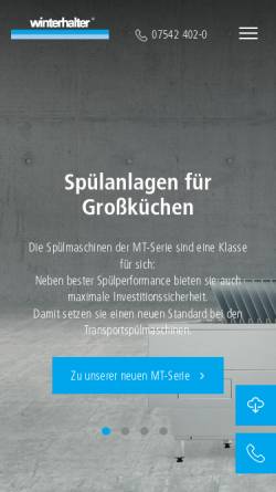 Vorschau der mobilen Webseite www.winterhalter.de, Winterhalter Gastronom GmbH