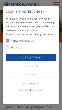 Vorschau der mobilen Webseite www.brinkmann-schleiftechnik.de, Brinkmann-Schleiftechnik GmbH & Co. KG