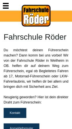 Vorschau der mobilen Webseite www.fahrschule-roeder.de, Fahrschule Röder