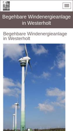 Vorschau der mobilen Webseite begehbarewindenergieanlage.jimdo.com, Begehbare Windenergieanlage Westerholt