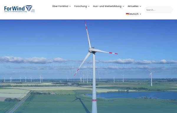 Vorschau von www.forwind.de, ForWind - Windenergieforschung Uni Oldenburg, Uni Hannover