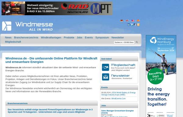 Vorschau von windmesse.de, Windmesse