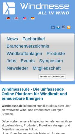 Vorschau der mobilen Webseite windmesse.de, Windmesse