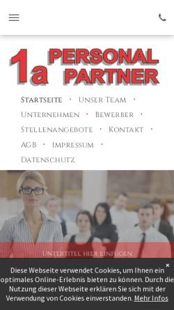Vorschau der mobilen Webseite www.1a-personalpartner.de, 1a Personalpartner GmbH