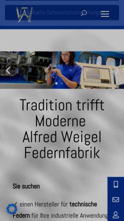 Vorschau der mobilen Webseite www.federn-weigel.de, Alfred Weigel KG Federnfabrik