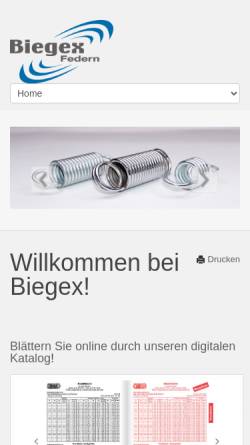 Vorschau der mobilen Webseite www.biegex-federn.de, Biegex-Federn, Inh. Brigitte Lade