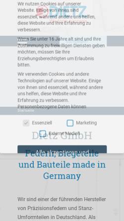 Vorschau der mobilen Webseite www.federn-dietz.de, Dietz GmbH