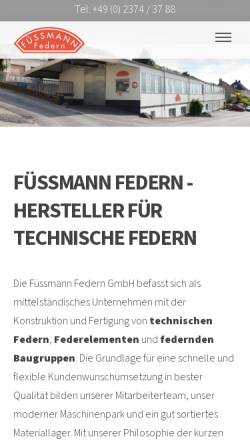 Vorschau der mobilen Webseite www.fuessmann-federn.de, Füssmann Federn GmbH