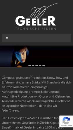 Vorschau der mobilen Webseite www.geeler.ch, Geeler AG Technische Federn