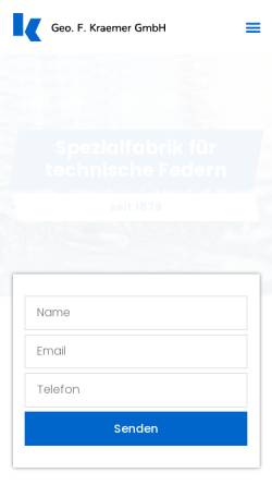 Vorschau der mobilen Webseite www.geofkraemer-federn.de, Geo. F. Kraemer GmbH