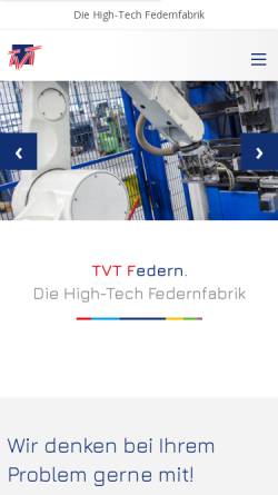 Vorschau der mobilen Webseite www.tvt-federn.de, TvT Federn GmbH