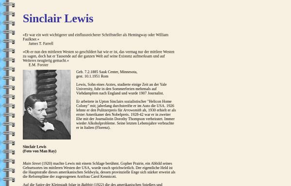 Vorschau von www.jbeilharz.de, Sinclair Lewis - Kurzbiographie und Werke