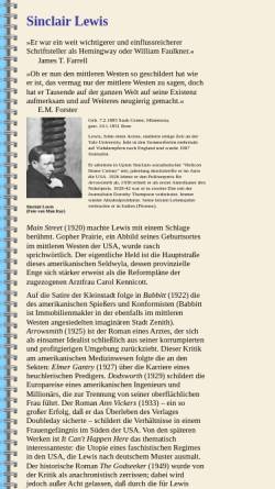 Vorschau der mobilen Webseite www.jbeilharz.de, Sinclair Lewis - Kurzbiographie und Werke