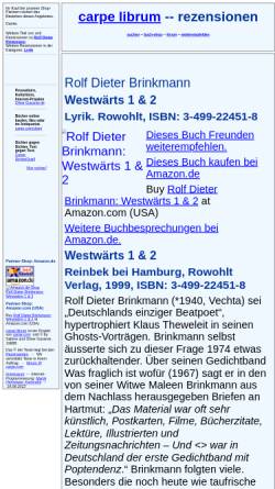 Vorschau der mobilen Webseite rezensionen.literaturwelt.de, R.D. Brinkmann: Westwärts 1 & 2