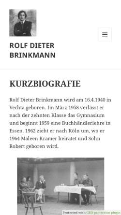 Vorschau der mobilen Webseite brinkmann-literatur.de, Rolf Dieter Brinkmann - Website