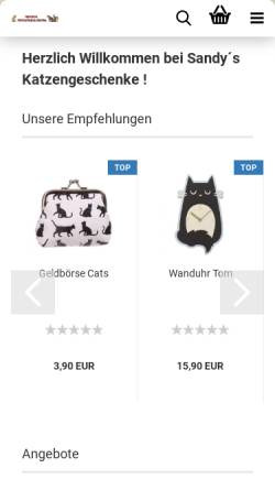 Vorschau der mobilen Webseite www.sandys-katzengeschenke.de, Sandys-Katzengeschenke