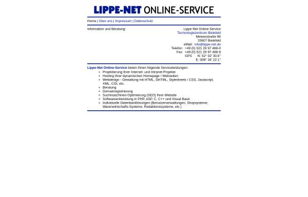 Vorschau von lippe-net.de, Lippe-Net Online-Service